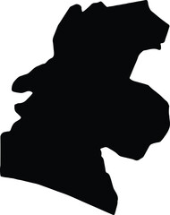 Silhouette map of Santa Rosa Guatemala with transparent background.