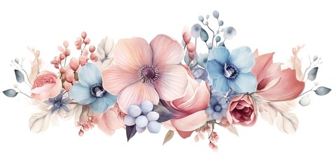 Water Color Pastel Flower for Wedding decoration, generative Ai