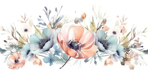 Water Color Pastel Flower for Wedding decoration, generative Ai