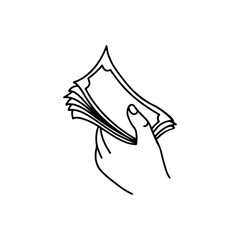 vector illustration of hand holding money