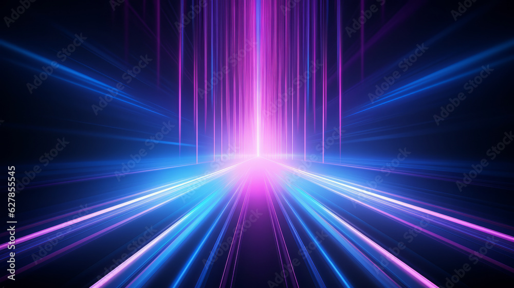 Poster a vibrant abstract background with intersecting lines in shades of purple and blue