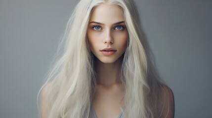 Fototapeta premium Photo of young beautiful woman with magnificent hair. fashion studio portrait