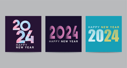Cover design of 2024 happy new year. Strong typography. Happy new year 2023 design poster.