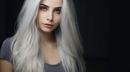Fototapeta premium Photo of young beautiful woman with magnificent hair. fashion studio portrait