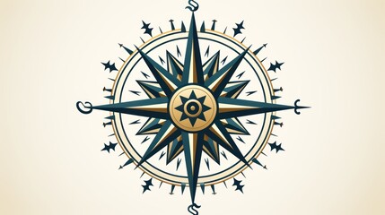 Navigating New Horizons: Wind Rose Compass Symbol, Lost in Adventure: Compass Icon in the Wild, generative ai