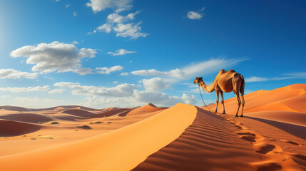 Camel Walking in the Desert