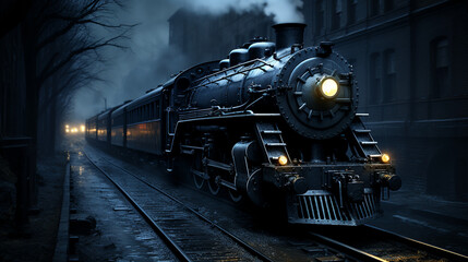 black metal train. crossing viaduct bridge - obrazy, fototapety, plakaty
