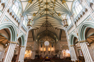 St. Dunstan's Basilica, Cathedral of the Diocese of Charlottetown in Charlottetown, Prince Edward Island, Canada.  - 627859950