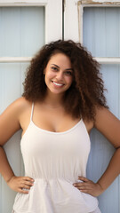 Naklejka premium Summer girl created with ai generative