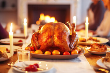 Autumn holiday dinner: roasted turkey