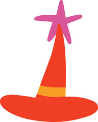 Magical wizard hat illustration in doodle style.