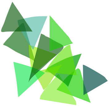 Abstract Green Triangles on White Background