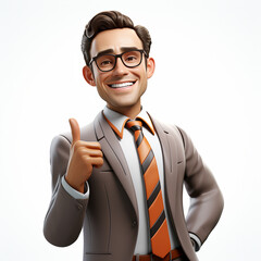 PNG of a happy 3d business man on transparent white background