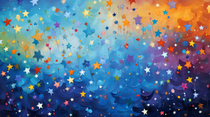 Stars painted on a vibrant blue canvas