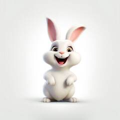 Obraz na płótnie Canvas Illustration of cute Easter bunny. Fluffy good hare on a light background. Fluffy good hare on a light background. A fairy-tale cute hero. 