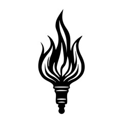 Torch on fire black outlines vector illustration