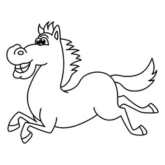 Funny horse cartoon vector coloring page