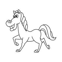 Funny horse cartoon characters vector illustration. For kids coloring book.