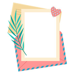 Obraz premium Letter in envelope. Romantic template with decor.