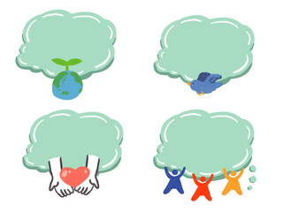 エコイメージの雲形フレーム　手描き風イラストセット