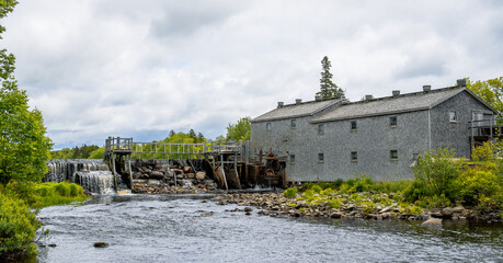 Water-Powered Sawmill. Clare, Nova Scotia, Canada - obrazy, fototapety, plakaty