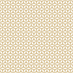Vector minimal geometric seamless pattern. Abstract golden linear ornament with floral grid, rhombuses, triangles. Simple modern texture. Stylish gold and white background. Repeat luxury geo design