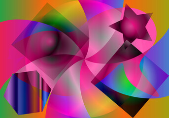 Obraz premium composición abstracta en tono multicolor con predominio del rosa