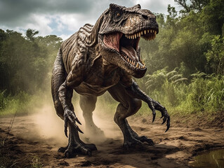 Fototapeta premium Tyrannosaurus Rex created with Generative AI