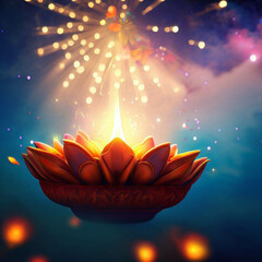 happy diwali decorative oil lamp festival celebration card background or diwali religious traditional festival decorative background