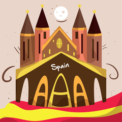 Fototapeta premium Isolated hispanic cathedral building Spain culture template Vector