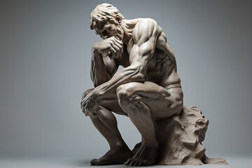 Statue of a Thinking Man in the Style of Auguste Rodin  - obrazy, fototapety, plakaty