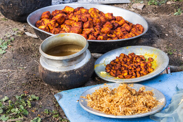 Preparing food at a wedding in Srinagar.