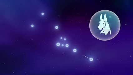 Glass sphere encasing the Taurus sign and a zodiac constellation 