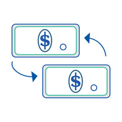 Pair of money bills Isolated business icon Vector