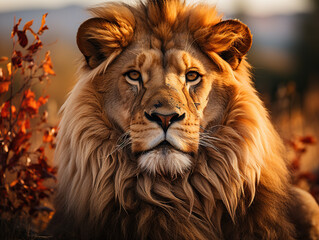A close-up Illustration of lion's head created with Generative AI