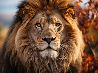 Naklejka premium A close-up Illustration of lion's head created with Generative AI