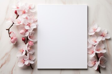 Mockup frame, A white frame gracefully surrounds a white photograph, adding a touch of sophistication to the display. Generative AI