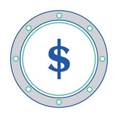 Rounded coin with money symbol Isolated business icon Vector