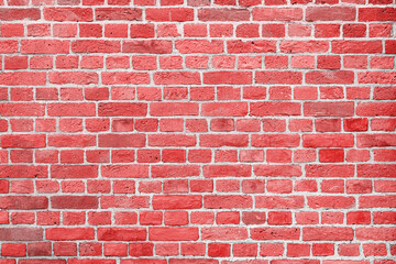 Texture of a brick wall painted in hot pink color as a romantic architectural background