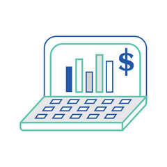 Isolated laptop with a business finance graph icon Vector