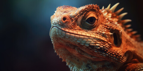 Obraz premium Image of an iguana or lizard in close-up Macro photography . 