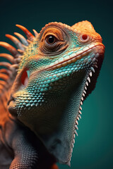 Obraz premium Image of an iguana or lizard in close-up Macro photography . 