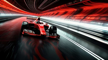 Fototapeten Formula 1 race track, super car on asphalt road, background banner or wallpaper © Artofinnovation