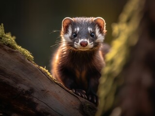 Fototapeta premium European Polecat Wildlife photography Generative AI