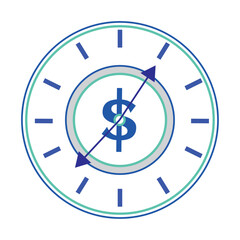 Clock watch with a money symbol Isolated business icon Vector