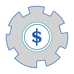 Isolated gear piece with a money symbol Business icon Vector