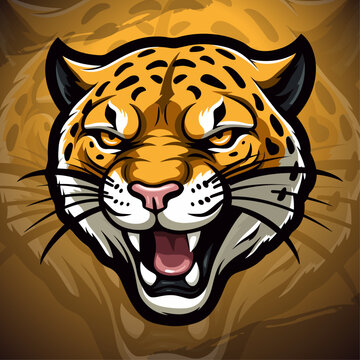 Dominant Jaguar Emblem: Conquer the Field with a Striking Mascot Logo, Ideal for Sports Team & T-shirt Prints