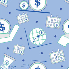 Seamless pattern background with business finance icons Vector