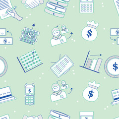 Seamless pattern background with business finance icons Vector