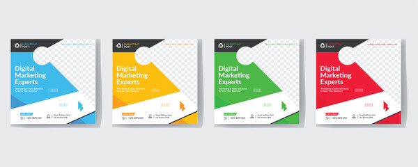 Modern Creative Corporate Business marketing agency promotion social media post template. Editable square banner design with place for the photo.